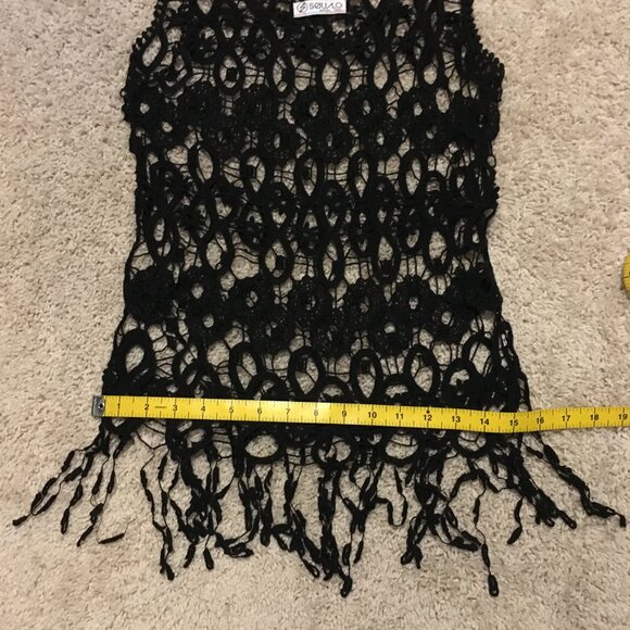 Vintage Bohemian Black Loose Crochet Lace Top - Picture 14 of 15